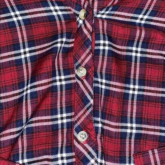 Style Envy Button Up Top Plaid Tie Front Womens Size Small - Picture 3 of 8